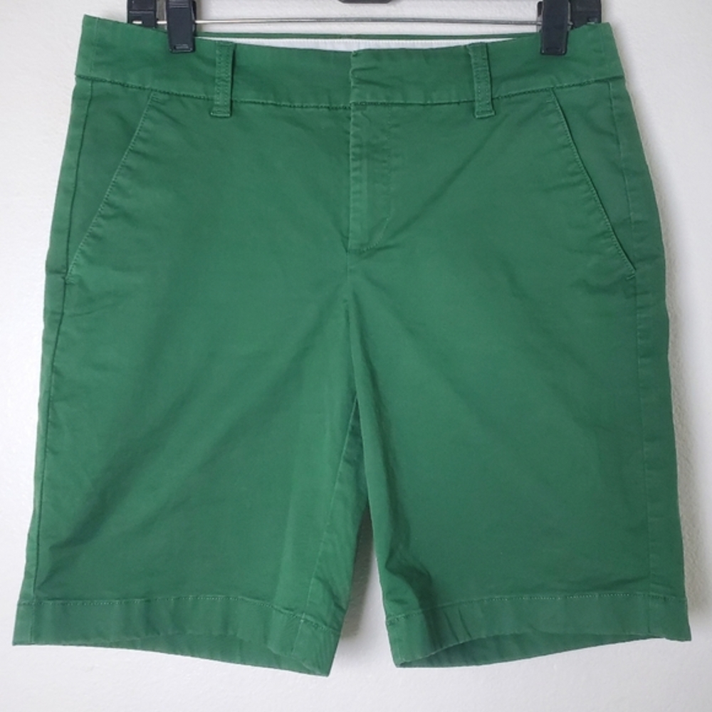 J Crew Women's Green Chino Cotton Shorts with 9‎ Inch Inseam - Picture 12 of 13